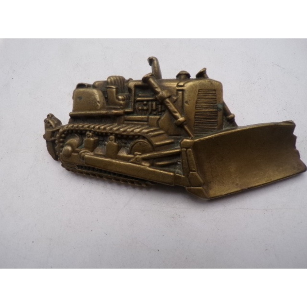 Vintage 1978 Baron Buckle Solid Brass Bulldozer Belt Buckle 6092 Construction